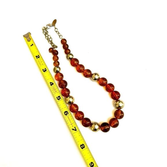 George amber tone and gold tone  beaded necklace - Picture 8 of 8